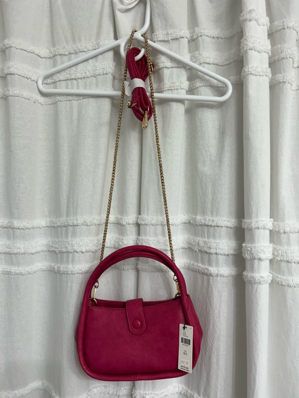 NWT Anthropologie Fuchsia Top-Handle Faux Leather Crossbody Bag Purse